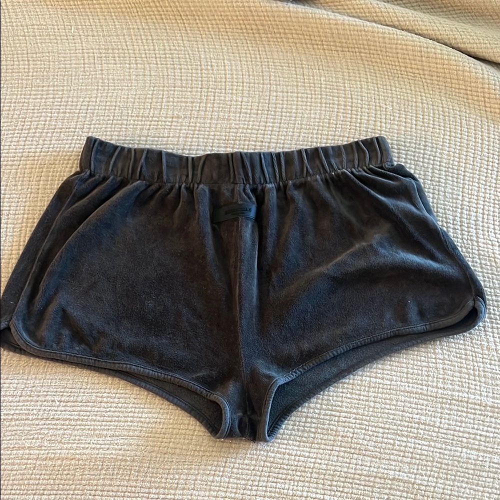 Essentials Women's Charcoal Velour Athletic Shorts